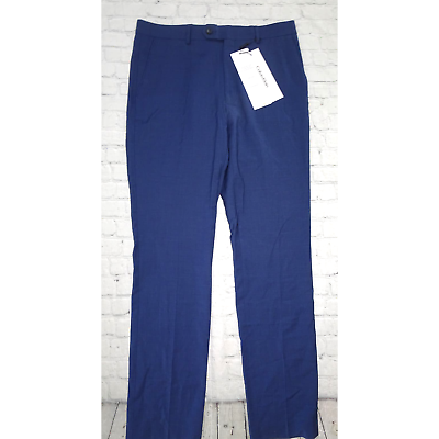 #ad Calvin Klein Mens Skinny Fit Stretch Dress Pant Blue 33W x 32L $45.00