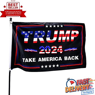#ad Double Sided Trump 2024 Flag Take America Back 3x5 Foot Indoor Outdoor Banner $8.96