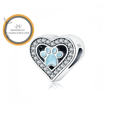 #ad Heart Paw Charm Paw Charm Animal Charm Pet Charm Silver Charm Women Gift $23.59