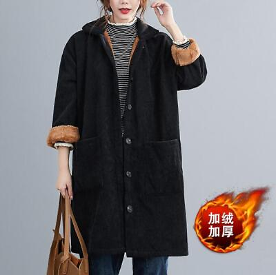 #ad New Winter Women#x27;s Fleece Jacket Casual Long corduroy Coat Warm Outwear Gift AU $49.30
