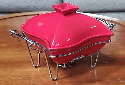 #ad Sienna Godinger Red Ceramic Casserole Chafing Dish as new just no OEM box $15.00