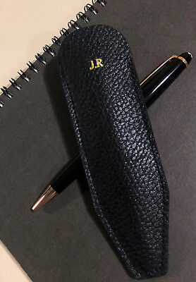#ad Made In USA Black Leather Pen Sleeve Personalize Initials For Mont Blanc $15.00
