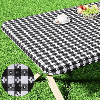 #ad Rectangle Picnic Table Cloth Waterproof Elastic Fitted Outdoor Table Covers for $15.88