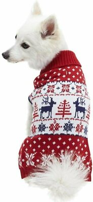 #ad 3 Patterns Vintage Holiday Reindeer Dog Sweaters Matching Dog Scarf $8.99