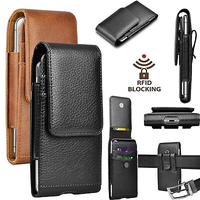 #ad Cell Phone Vertical Leather Wallet Case Holster Pouch for iPhone Samsung Moto $9.98