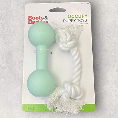#ad Boots amp; Barkley Occupy Puppy Rubber amp; Rope Dog Toy Set Green White $9.88