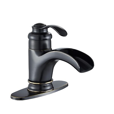 #ad Oil Rubbed Bronze Bathroom Faucet Waterfall Sink Single Hole Handle Vanity Mixer $35.00