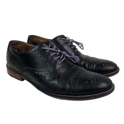 #ad Johnston amp; Murphy Men#x27;s 8.5 M Black Leather Wingtip Lace Up Dress Shoes Clean $28.50