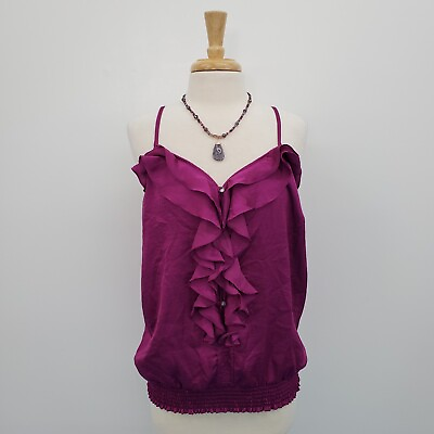 #ad Lane Bryant Purple Ruffled Lingerie Strap Sleeveless Silky Blouse Size 18 20 $20.74