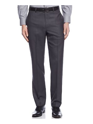 #ad CALVIN KLEIN Mens Gray Flat Front Slim Fit Stretch Pants 32W 32L $19.69