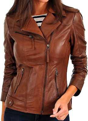 #ad New Womens Genuine Lambskin Leather Jacket Biker Stylish Motorcycle Soft Jacket $129.99