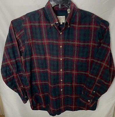 #ad Viyella Mens Plaid Flannel Shirt Button Wool Blend USA Made $15.95