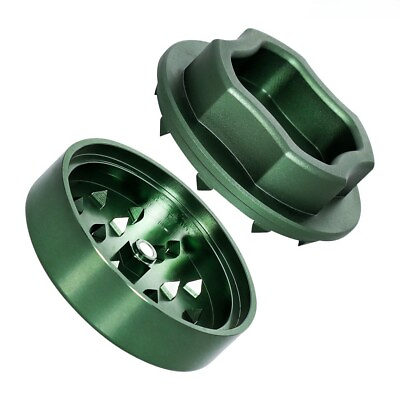 #ad 63mm 2 Layer Aluminum Alloy Herb Grinder with 4 Angle Groove Shape Grinder Green $13.81