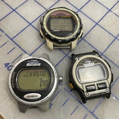 #ad Timex Watch Lot Reef Gear Digital Compass Ironman New Batteries Rough Cases $40.12