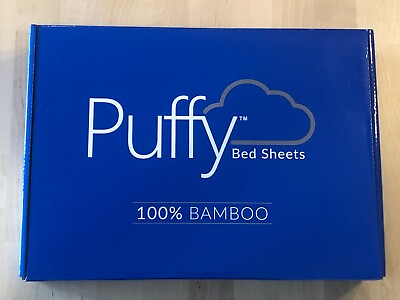 AUTHENTIC PUFFY Natural 100% Bamboo Twin Grey Gray Bed Sheets Brand New in Box $139.90
