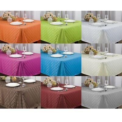 #ad Fabric Tablecloth Harriet Jacquard Printed Table Decor 4 Sizes 9 Solid Colors $13.91