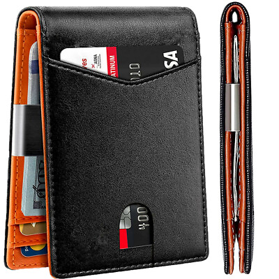 #ad Slim Mens Wallet with Money Clip Leather RFID Blocking Bifold Credit Card Holder $12.99