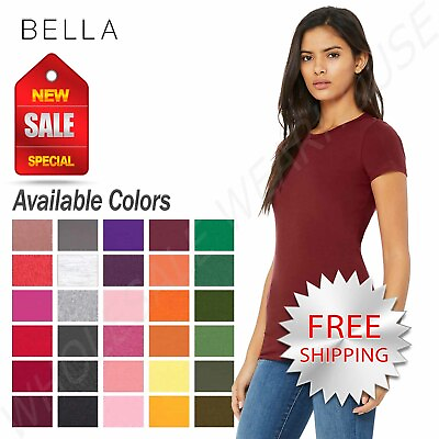 #ad Bella Ladies Womens Favorite Tee Cotton Longer Junior Fit T Shirt Size M 6004 $9.58