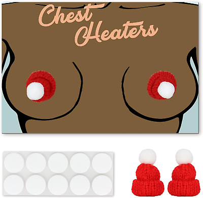 #ad Funny Gag Gifts for Women Knit Chest Warmers with Snow Balls Chest Heater White $24.47