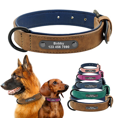 #ad #ad Soft Leather Personalized Dog Collar Engrave ID Name Custom for Small Large Dogs $19.99