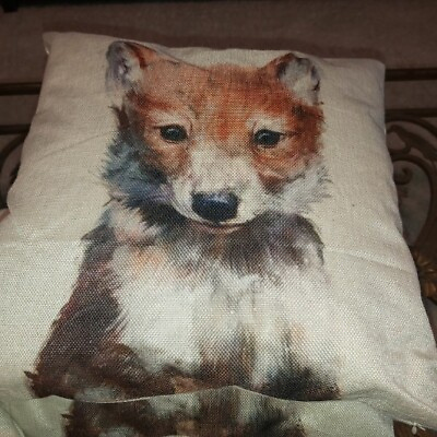 #ad Adorable Red Fox Pillow Case Cover Sham Throw Accent Decor Zip 17x17quot; $6.95