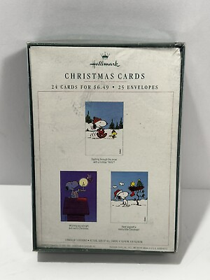 #ad Pack Of Hallmark 24 Peanuts Snoopy Christmas Cards 3 Designs Envelopes NEW $19.99