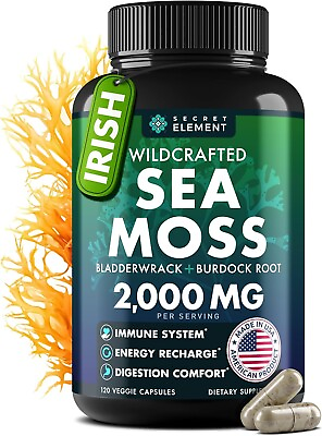 #ad Sea Moss Capsules Irish Sea Moss Advanced with Burdock Root 120 Capsules $30.10