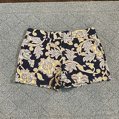 #ad Ann Taylor Loft Linen Blend Shorts Womens 4 Multicolor Paisley Pockets Summer $15.99