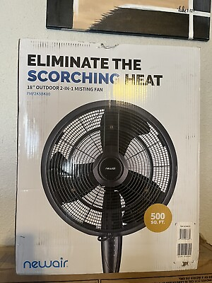 #ad NewAir 18quot; 3 Speed Wide Angle Oscillating Outdoor Misting Pedestal Fan Black $99.00