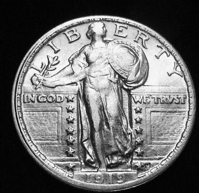 #ad 1919 STANDING LIBERTY SILVER QUARTER ***AU*** VERY SCARCE FREE SHiPPING $184.00