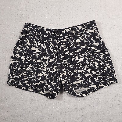 #ad Lee Women#x27;s Shorts Size 12 Medium Just Below the Waist Black Ivory Leaf Print $14.97