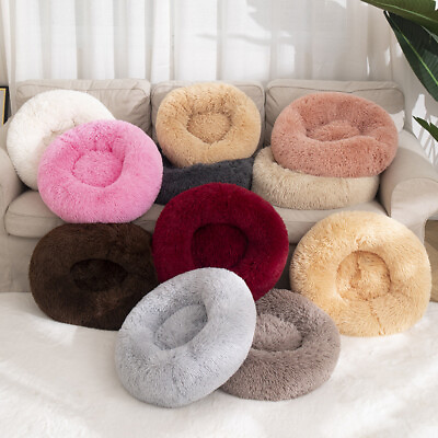 #ad Comfy Calming Donut Extra Large Dog Cat Beds Warm Bed Pet Round Plush Puppy Beds GBP 9.99