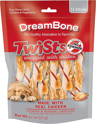 #ad Twists Wrapped with Chicken No Rawhide Chews for Dogs 11 Count $9.54