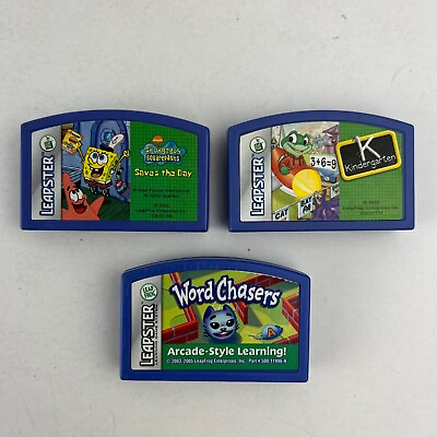 #ad Leapster Games 3 Pack Lot Sponge Bob Arcade Word Chasers Kindergarten $14.99