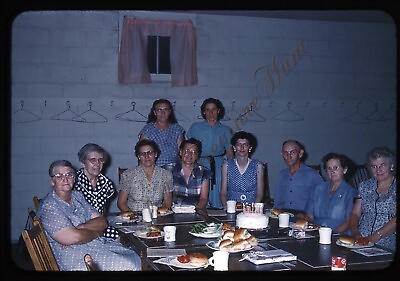 #ad Church Study Group Women Man Food Coffee 1950s Slide 35mm Red Border Kodachrome $14.99