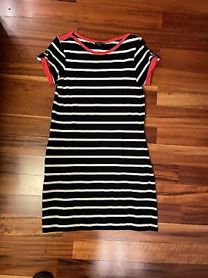 #ad Lands End Nautical Black amp; White Striped Dress Women’s Size Small 6 8 $15.00
