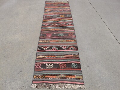 #ad Famhouse Wool Turkish Kilim Handmade Oriental Runner Boho Kitchen rug 2.3x8 $185.25