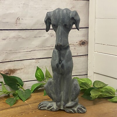 #ad VIRGINIA METALCRAFTERS Cast Iron SITTING HOUND DOG PUPPY DOORSTOP Whippet Statue $175.00