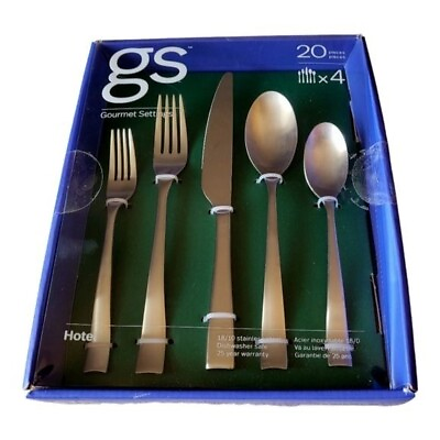 #ad Gourmet Settings 20 Piece Flatware Set Stainless Steele 4 Place Settings New $59.99