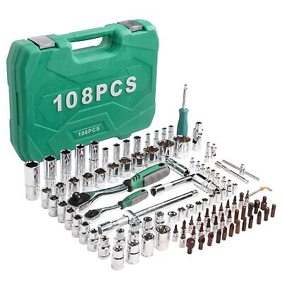 #ad 108pcs 1 2quot; 1 4quot; Socket Drive Tool Set Mechanics Tools Kit Metric Drive Socket $97.98
