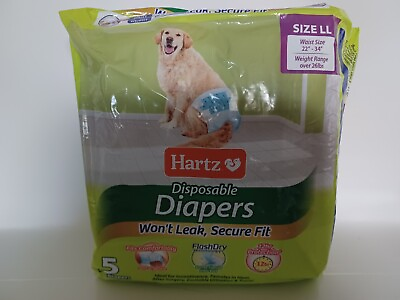 #ad Hartz Disposable Dog Diapers 5 Pack Waist Size 22quot; 34quot; LL 26lbs $14.99
