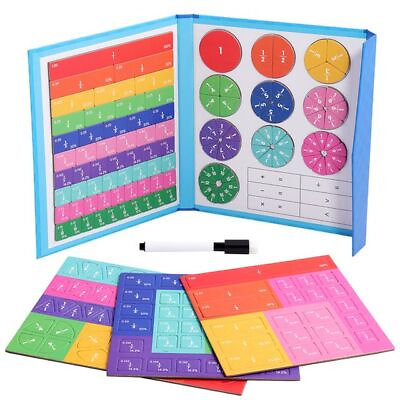 #ad Toy Wooden Math Children Magnetic Fraction Learning Fraction Book Educational $23.04