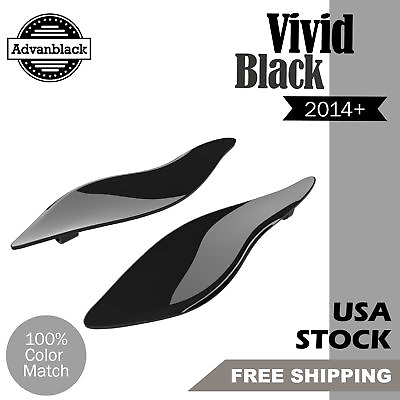 #ad VIVID BLACK Air Deflectors Batwing Fairing Deflectors Wind Fits 14 Harley $59.99