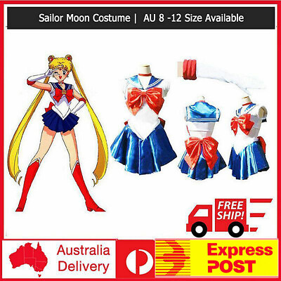 #ad Sailor Moon Costume Cosplay Uniform Fancy Dress Up Sailormoon Outfit amp; Gloves AU $29.49