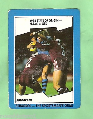 #ad 1989 STIMOROL RUGBY LEAGUE CARD #150 1988 STATE OF ORIGIN AU $4.00