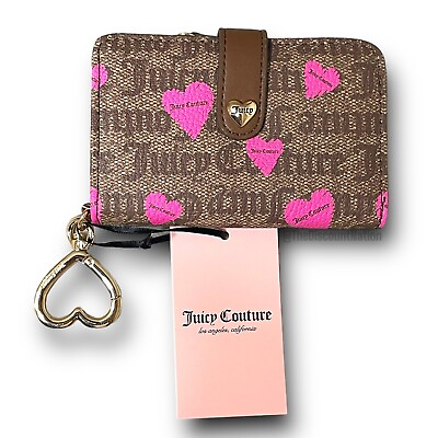 #ad Juicy Couture Pink Heart Chestnut Chino Follow Your Heart Tab Card Wallet NWT $32.99