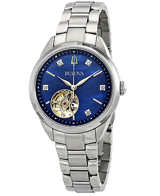 #ad Bulova Blue Dial Stainless Steel Automatic Women#x27;s Watch 96P191 $325.99
