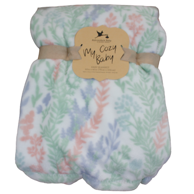 #ad Adirondack My Cozy Baby White Wildflower Floral Fleece Blanket Girls Soft NWT $20.85