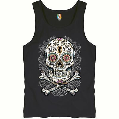 #ad Calavera Sugar Skull Tank Top Mexican Day of the Dead Dia de Muertos Men#x27;s Top $22.95