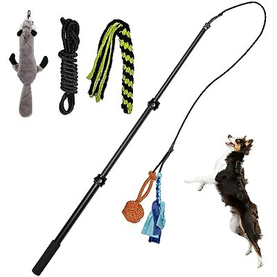 #ad Flirt Pole for DogsCollapsible Extendable Dog Teaser Wand with Plush Squeaky... $42.43